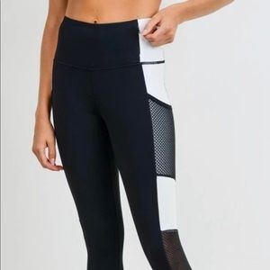 NWT High Rise Mesh Color Block Full Leggings